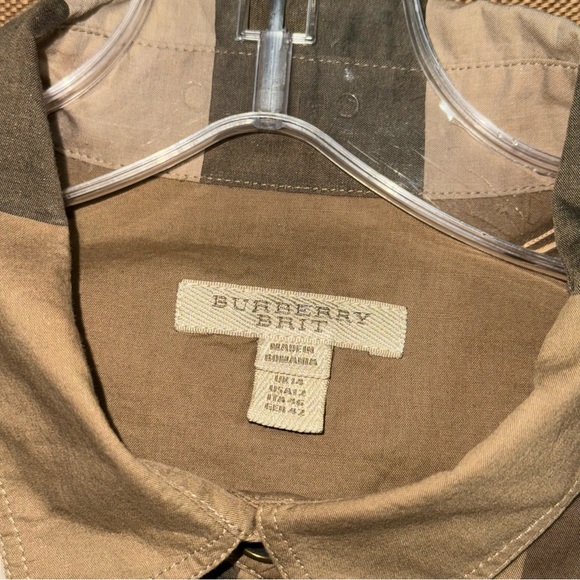 Burberry Brit Brown Novacheck Cotton Drop Waist Dress Size 12 - Picture 8 of 16